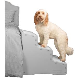 Pet Gear Easy Step III Pet Stairs, 3 Step for Cats/Dogs, Removable Washable Carpet Treads, for Pets Up to 150lbs, No Tools Required, (NEW Essential Grey)