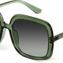 miyya Oversized Polarized Sunglasses Women, Trendy Retro Sun Glasses for Women 2025, Oversized Shades (Dark Green/Gradient Green)