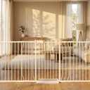 HOOOEN 86 to 105 Inch Extra Wide Baby Gate for Doorway Stairs | Large Long Pressure Mounted Dog Gates for Large Opennings, Metal Indoor Safety Child Gate for Kids or Pets,No Drilling,White