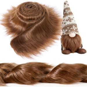 Tatuo 71 x 3 Inch Coffee Faux Fur Trim for Hood Shaggy Fur Fabric Faux DIY Craft Garland Fluffy Strip for Winter Slippers Slides Xmas Gnomes Beard Santa Claus Hair Dwarf Cosplay Costume
