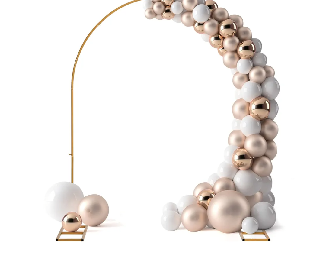 DOEWORKS 6.5 FT Metal Balloon Arch Stand, Rectangle Wire Backdrop Stand for Ceremony, Flower Stand Rack for Wedding, Birthday Party, Golden