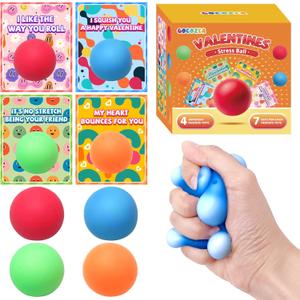 28-Pack Valentine's Day Gifts for Kids  Stress Ball Set with Stretchy Squishy Sensory Toys & Greeting Cards, Perfect for Classroom Exchange & Party Favors