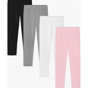 5PCS Stretchy Footless Girls' Leggings: Easy Pull-On Warm Tights 4-12 Year Olds Comfortable Heel-Free All-Day for 5-6 Years