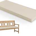 Summsun Outdoor Bench Cushion: Waterproof and Fade Resistant Patio Furniture Cushions - Non-Slip Bench Pad Cushion with Removable Cover for Garden Swing Porch Sofa Settee, 48 x 18 x 3 Inch, Beige