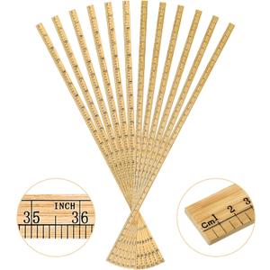 Fulmoon 12 Pieces Wood Double Sided Meter Stick Yard Stick Thick Wooden Ruler Yardsticks Bulk for School Classroom Home Office Kids Measuring Meterstick(39")