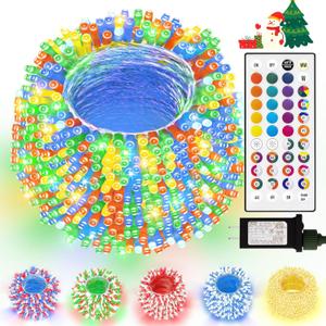 LitHome 164Ft 500 LED Color Changing Christmas String Lights, 35 Colors 9 Modes RGB Christmas Lights with Remote Timer, Dimmable Led String Light Outdoor Plug in, Xmas Tree Light Indoor Party Decor (Clear Wire)