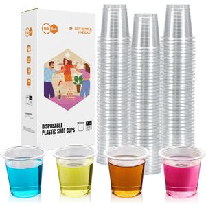 Turbo Bee 600 pack 2 OZ Disposable Plastic Shot Glasses, Mini Shot Cups for Party, Events, Whiskey and Wine Tasting