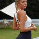 RUNNING GIRL High Impact Sports Bras for Women,Racerback Running Bra Workout Crop Tank Tops Longline Sports Bra Push up (White, L)