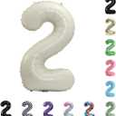 40 Inch Large Foil Helium Number Balloon Birthday Wedding Party 0-9 (Ivory, 2)