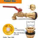 Rain Barrel Spigot Kit, Brass Water Barrel Faucet for Bucket, Water Tanks, Tubs, Pools etc
