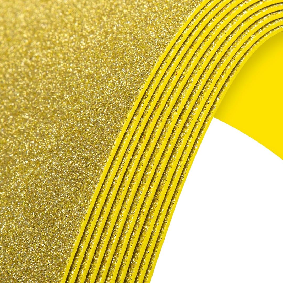 10 Pack Glitter Foam Sheets Craft 8 x 12 inch, Sparkles Foam Paper for Art Crafts Projects, Classrooms Scrapbook Gift DIY Cutters Card Party Decoration (Golden)