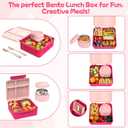 Aimsnk Kids Bento Lunch Box with 8oz Soup Thermo, Kids Leakproof Lunch Food Containers with 4 Compartment,Insulated Hot Food Jar with Lunch Bag for School, Travel (Pink)