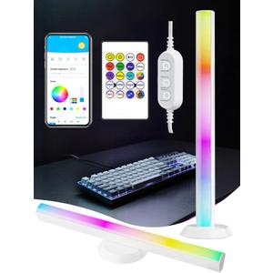 LED Strip Lights,14 Inches Monitor Backlight with Music Sync, 16 Million Colors, APP & Remote Control, USB Powered DJ Light for Party Room TV PC Gaming Desk Decor (White)