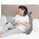 SLIGUY Reading Pillow for Sitting in Bed Couch Adult, Back Pillow with arm Support and Pockets, Adult Back Pillow Bed Chair for Bed Rest, Reading, Watching TV, Gaming for Boys and Girls Light Grey