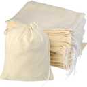 Tayfremn 100pcs Cotton Drawstring Bags, Reusable Muslin Bag Natural Cotton Bags with Drawstring Produce Bags Bulk Gift Bag Jewelry Pouch for Party Home Storage Wedding(6 by 7.9 inches)