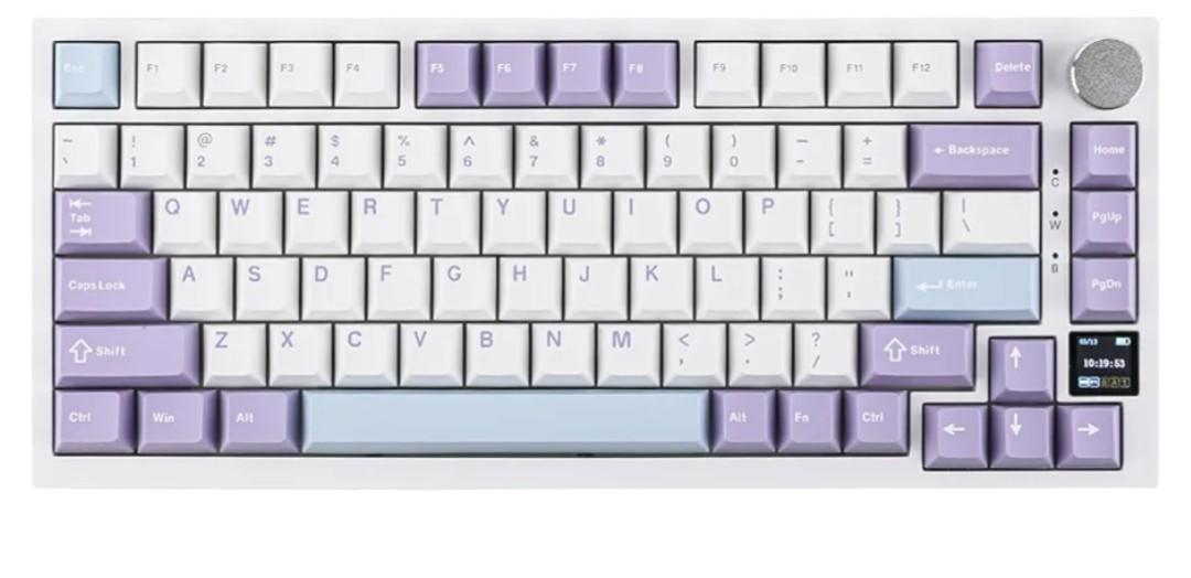 EPOMAKER Ajazz AK820 Pro 75% Wireless Mechanical Keyboard with TFT Smart Display&Knob, Gasket-Mounted Gaming Keyboard, BT/2.4GHz/USB-C Wired (Purple, Gift Switch)