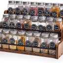 Wood Spice Rack Organizer for Cabinet, 3 Tier Spice Shelf Storage, Kitchen Seasoning Organizer for Spice Bottles, Jars, Seasonings, Baking Supplies