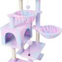 KIYUMI Cat Tree Cat Tower Condo with Sisal Scratching Post for Indoor Cats Cat Tree Cat Furniture with Hammock Perch and Kitten Ball Toys, Multi-Level Pet Activity Center Rainbow (39")