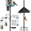 Bird Feeder Pole 92 Inch, Bird Squirrel Proof Baffle Heavy Duty Stand Feeding Station for Outside Backyard Garden Wild Birds Watching