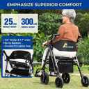 Foldable Walkers for Seniors with Seat, 2 in 1 Rollator Wheelchair Combo