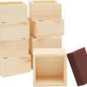 Bright Creations 10 Unfinished Small Wooden Boxes for Crafts with 1 Sanding Sponge (4 In, 11 Pieces) - Mini Wooden Crates - Mini Crates For Centerpieces