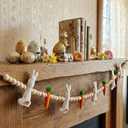 6.5FT Easter Decorations Bunny Carrot Garland - Handmade Felt Bunny Carrot Spring Garland Decoration for Mantle Fireplace Wall - Rustic Hanging Easter Banner for Inside Home Farmhouse Indoor Decor