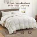 Goose Feather Down Fiber Comforter California King - 100% Organic Cotton Shell All Season Duvet Insert, Medium Warmth Hotel Luxury Bedding Comforter(104x96 Inch, White)