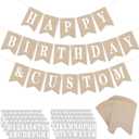 Mooliwe 171 Pcs DIY Custom Banner Kit Make Your Own Customizable Sign for Birthday Wedding Party Decoration Include 20 Paper Pennant 148 Letters and Numbers Rope Threading Device(Flaxen)