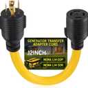 Kanayu NEMA L14-20P to L14-30R 20amp to 30amp Generator Adapter Cord, 4 Prong Locking Generator 20amp Male Plug to 30amp Female Receptacle Adapter, 1 ft