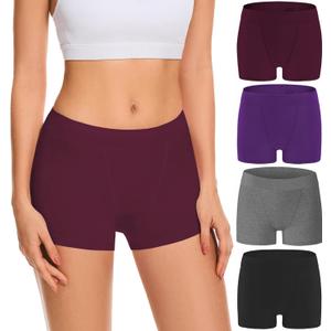 Migbean Boy Shorts Underwear for Women Cotton Panties Mid Waisted Boxer Briefs Breathable Underwear Multipack 4 Pack (Gray, XXL)