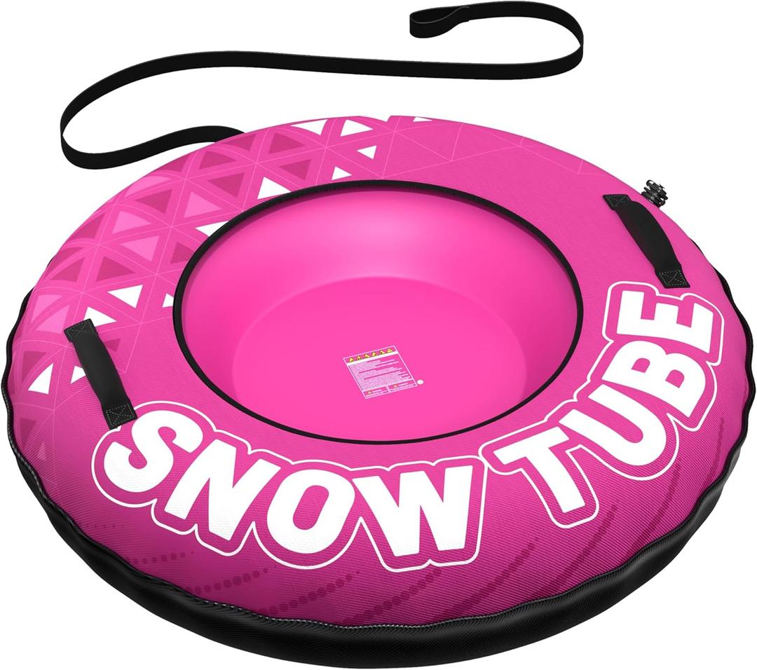 JOSEN Winter Snow Tube Sled - 47Inflatable Thickened Heavy-Duty Snow Tubes for Sledding with Premium Canvas Cover, Fun Winter Outdoor Family Activities Christmas Birthday Gift for Adults