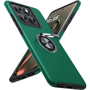 JAME for Motorola Edge 2025 Case, Dual Layer Military Grade Protection Shockproof Cover with Ring Holder Stand Kickstand, Slim Fit Protective Phone Case for Motorola Moto Edge 2025, Green