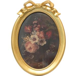 5x7 Vintage Picture Frame, Oval Bow Antique Photo Frame with Glass Front, Fancy Ornate Small Gold Frame 5x7,Luxury Tabletop & Wall Hanging, Antique Wall Decor(Golden)