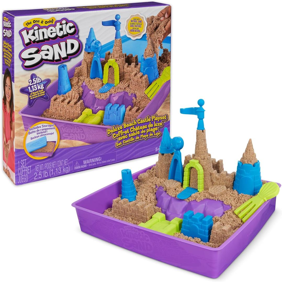 Kinetic Sand, Deluxe Beach Castle Playset with 2.5lbs Play Sand, Tools & Molds, Sensory Toys for Kids Ages 5 and up