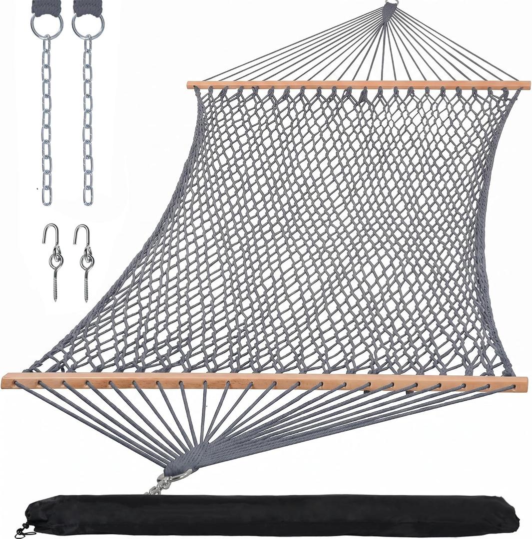 SUNCREAT Outdoor Hammock, 2 Person Hammock with Carrying Bag, Gray