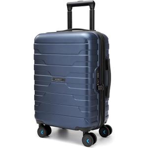 BAGSMART Carry On Luggage 22x14x9 Airline Approved with TSA Lock,20 Inch Lightweight Luggage with Spinner Wheels,100% PC Hard Shell Carry On Suitcases for Men Women,Dark Blue