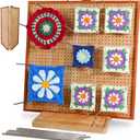 HHSarioneiro 15.6" Crochet Blocking Board with 16 Pins/Pegs, Blocking Boards for Crochet Projects, Wooden Crocheting Accessories Gifts for Crocheters