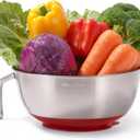 Suction Mixing Bowl SUS304 Stainless Steel w/Non-Slip Silicone Suction Cups Base, Egg Beating Bowls with Handle Baking Bowl Tool for Cooking Baking Prepping Food Storage Batter Bowl Deepen