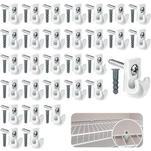 30 Pack Wire Shelf Wall Clips with Screws and Anchors  Plastic Mounting Brackets for Closet Wire Shelving, Wall Support Clips for Storage Rack Installation