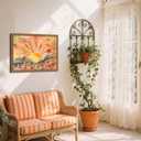 Framed Sunset Boho Wall Art for Living Room - Modern Abstract Floral Canvas Picture Boho Wall Decor, Sun Landscape Aesthetic Painting Poster Prints for Bedroom Home Office 16x24 inch
