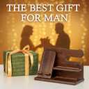 TESLYAR Wood Phone Docking Station for Men - Desk or Nightstand Organizer - Birthday Gifts for Husband, Dad - Anniversary Idea from Wife - Key Holder, Stand Wallet, Watch & Essentials (Bourbon Brown)
