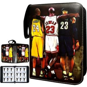 Basketball Card Binder, Trading Card Binder 9 Pocket with 50 Removable Sleeves Fits 900 Sport Cards, 3 Ring Card Holder Binder with Zipper, Collector Storage Album