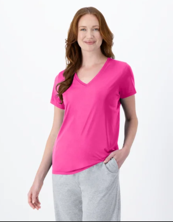 Hanes Perfect-T V-Neck T-Shirt, Cotton Short Sleeve Tee for Women, 1 or 2 Pack (Large)