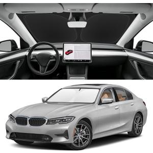 SLOGENTO Custom Fit Windshield Sun Shade for BMW 3-Series 2019-2026, Blocks UV & Heat, Front Window Sunshade, Easy Fold & Store