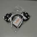 Trnerm Black Fuzzy Mouse Ears Headband for Women, Cute Beads Headband with Bows，Halloween Costume Accessory