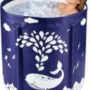 STARBRILLIANT Portable Foldable Bathtub, Collapsible Adult Travel Bath Tub for Camping, Home & Spa, Space-Saving Storage, Durable PVC Material (Whale, 27inch)