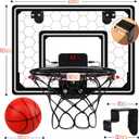 Basketball Hoop Indoor,Mini Hoop with LED Light/Scoreboard, Door Basketball Hoop Basketball Toys Gifts for 5 6 7 8 9 10 11 12 Year Old Boys Girls (Honeycomb Pattern)