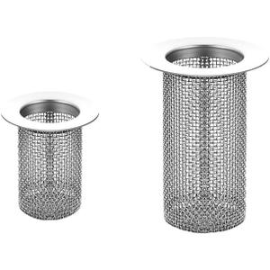 2 Pack Sink Drain Hair Catcher Shower Drain Strainer Stainless Steel Long Cylinder Tub Mesh Strainer Slop Basket Filter Trap for Bathroom Sink Utility Room Laundry Room RV Lavatory Bathtub