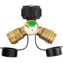 GASPRO Propane Splitter with Gauge, Propane Tank Splitter 2 Way for 5-20LB, Perfect for Heaters, Camping Stoves, BBQ Grills, Gas Burners and More