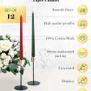 12 Inch Christmas Taper Candles Unscented Smokeless Long Tall Tapered Candle for Candlesticks Sticks Wedding Advent Home Decor DinnerSet of 12,Redgreen